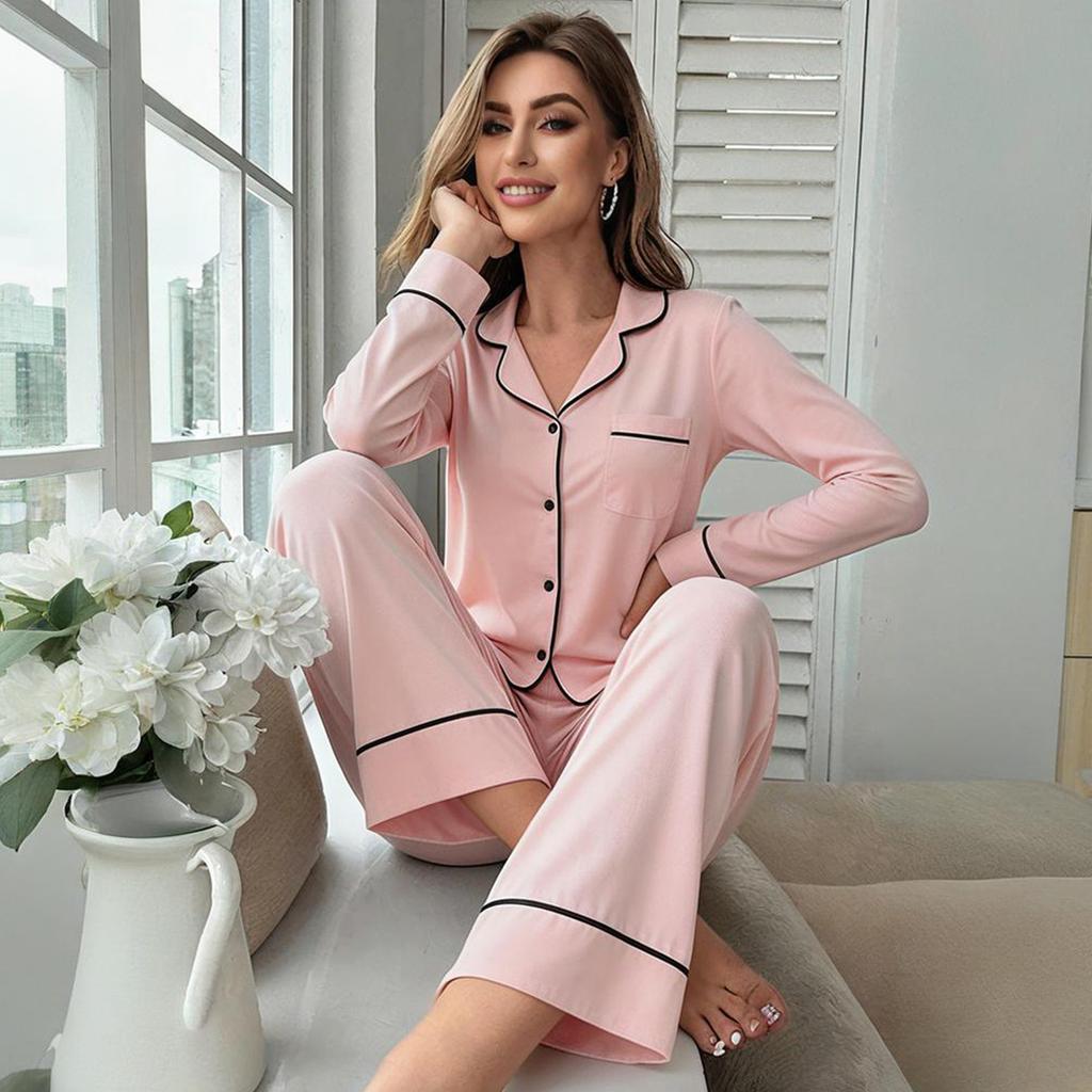 Modal pajamas women's autumn and winter long-sleeved shirts and trousers two-piece set women's loungewear pajamas