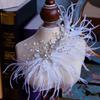 White Feather Tiaras Crystal Hair Clip for Bridal Stylish Wedding Headpiece Accessories Engagement Party Hair Accessory