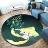 5 Sizes Classic Doraemon Print Round Carpet Living Room Anti-Slip Mat Bedroom Sofa Table Home Large Mat Gift for Kids and Adults