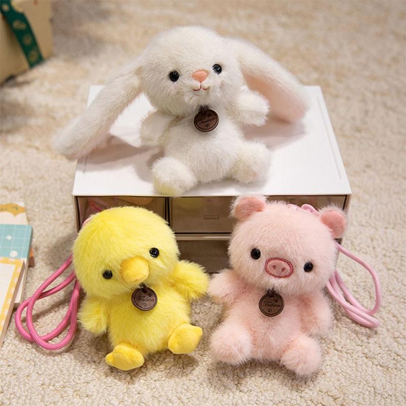 Animal Plush Pendants Cartoon Panda Sloth Pig Dinosaur Toys Cute Keychains Bag Decorations Car Interior Decorations