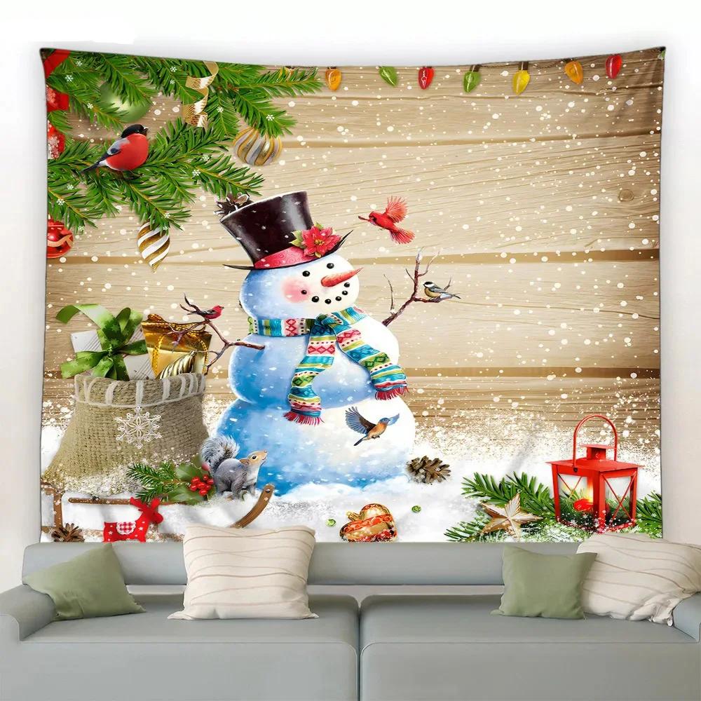 Christmas Cute Snowman Tapestry Bedroom Living Room Home Christmas Decoration Tapestry