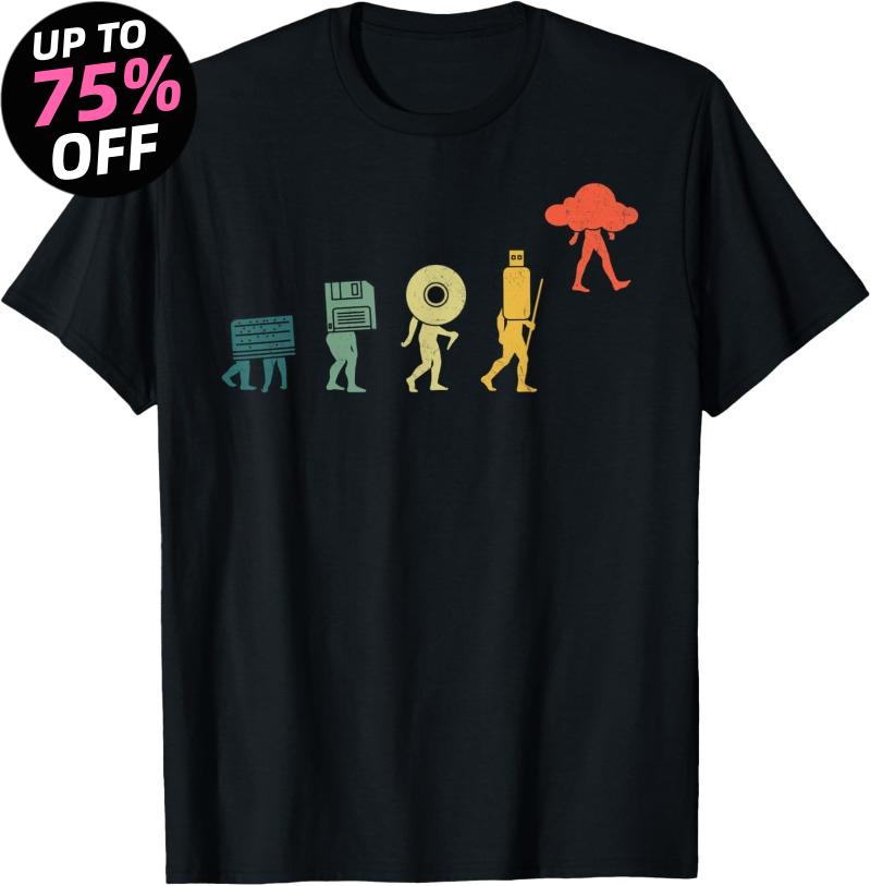 Retro Memory Evolution Programmer Programming Cloud Funny T-Shirt S разноцветный