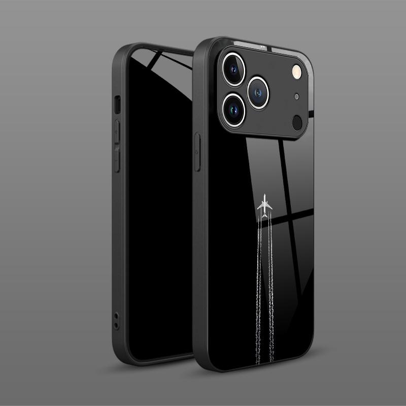 Aircraft Tail Pattern Tempered Glass Phone Case Suitable for iPhone 17 16 15 14 13 12 11 Pro Max Plus Anti Shock Rear Cover
