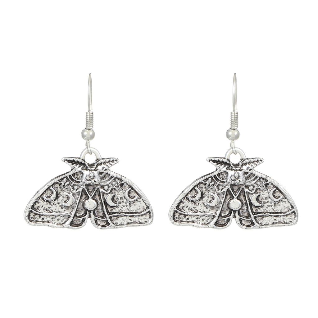 2025 Gothic Sun & Moon Moth Earrings – Retro Alloy Ethnic Fashion Ear Hooks for Women
