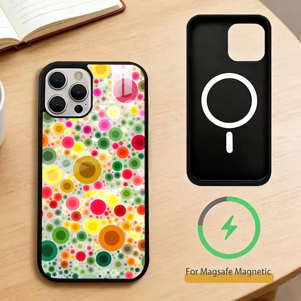 

Fcicicase Coloful Circular Dots Phone Case For iPhone17,16,15,14,13,12,11 Plus,Pro Magnetic For Magsafe Wireless Charging iPhone13PRO