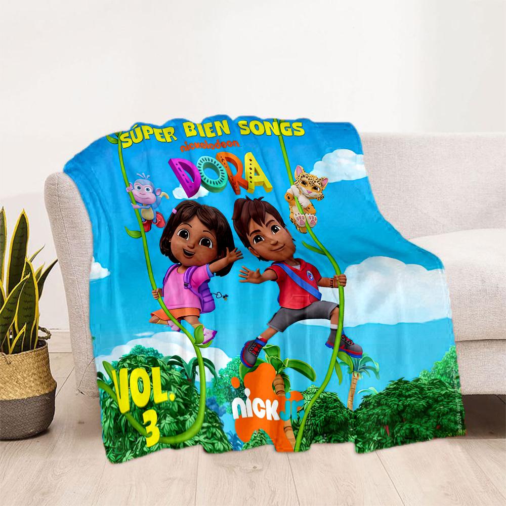 Dora Explorer Blanket Soft Warm Cozy Perfect for Bedding Chair Office Four Seasons Universal Modern Style Unique Gift for Family and Friends Camping