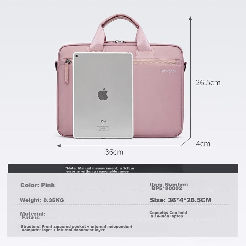 Samsonite Laptop Bag, Handbag for Women, 14-Inch Huawei Notebook Bag, Large Capacity Business Briefcase, Inner Pocket, Lightweight And Slim