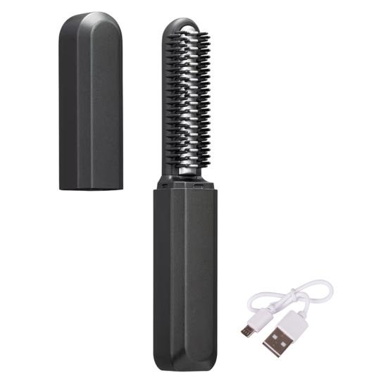 Mini Cordless Hair Straightener Comb Brush USB Bangs Hair Straightening Portable Women Rechargeable Fast Heating чёрный
