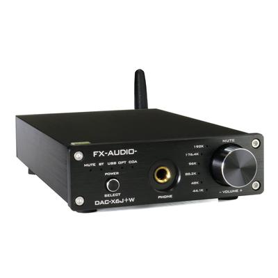 Equipado con preamplificador amplificador de auriculares DAC compatible con Bluetooth digital óptico coaxial USB hasta 24 bits 192 kHz FX-AUDIO- DAC-X6J+W [Negro]