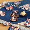 Holz-Ornamente zum 4. Juli, Vintage Patriotische Baumdekorationen, Rot Weiß Blau Rustikale Sterne Adler Flaggen Holzausschnitte Ornamente für den Unabhängigkeitstag