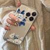 Blue Leaf White Flower Pattern Transparent Phone Case for Samsung Galaxy A56 A55 A35 A36 A15 S25 Ultra S24 FE S23 S22 Plus Cover