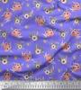 Soimoi Red Poly Crepe Fabric Mignon Dahlia & Peony Floral Fabric Prints By Metre 42 Inch