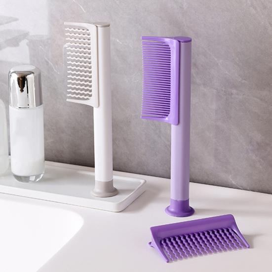 Detachable Hair Comb with Replaceable Wavy/Straight Teeth Suction Cup Anti-static Professional Men Women Hair Styling Detangling Comb
