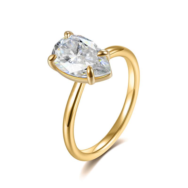 S925 Silver Women's Moissanite Ring, Classic 3 Carat Water Drop Design, 7*11mm Luxury Style