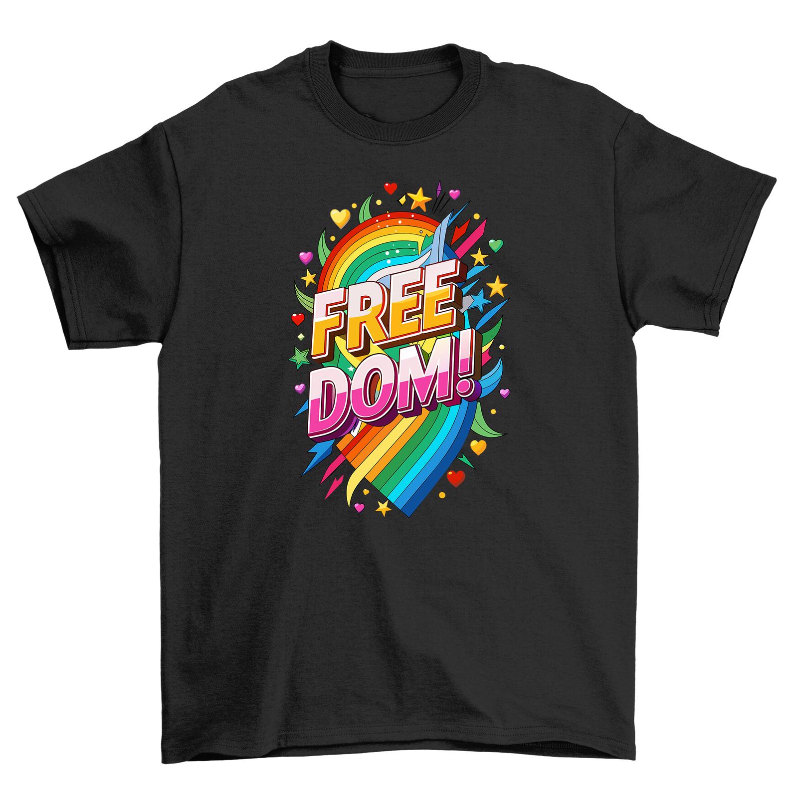 Pride_68 Rainbow Freedom Funny T-Shirt Mens Womens Tees Top - Spread Love and Laughter with this Vibran S
