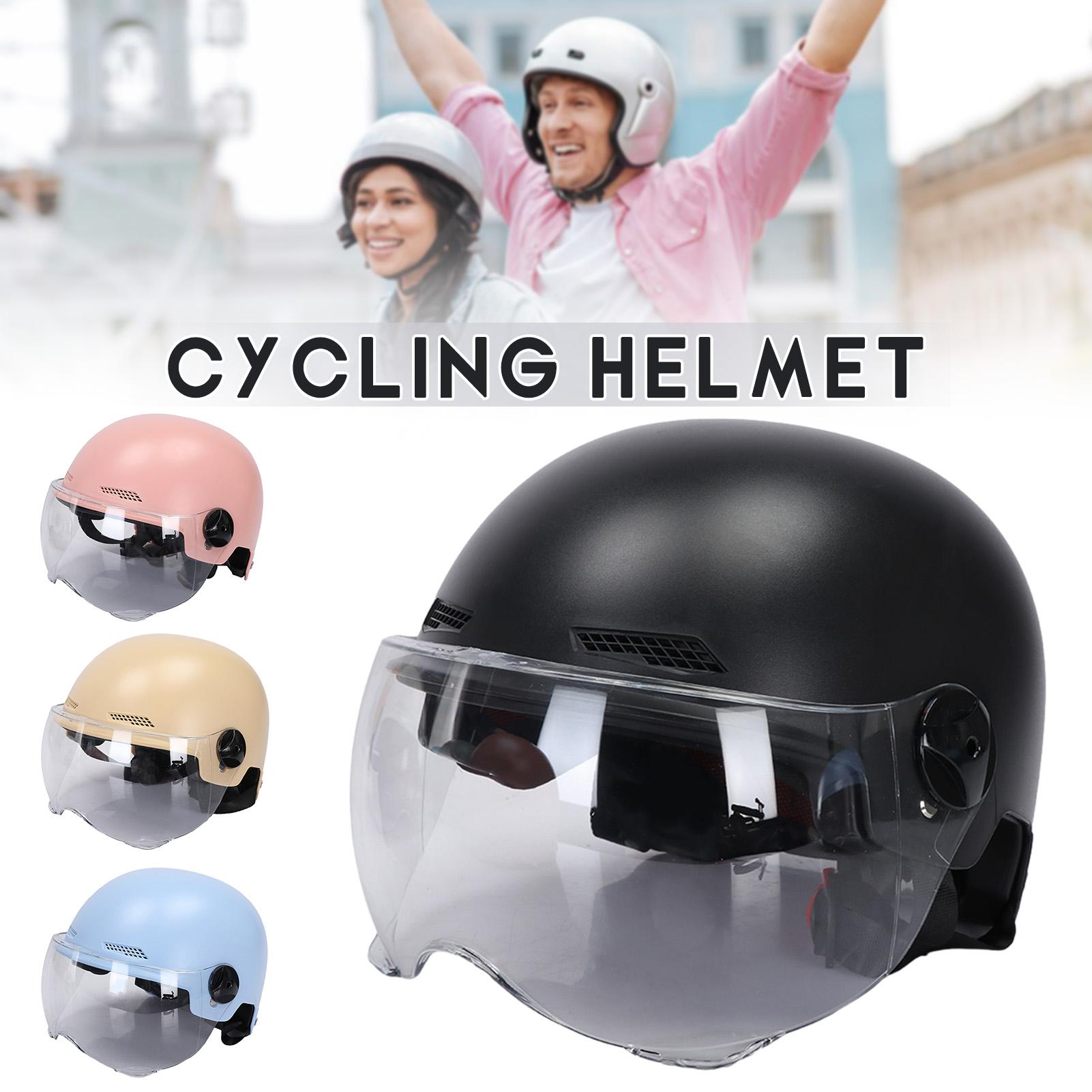 Universal Bicycle Safety Helmet Men's and Women's Adult Children Electric Bicycle Motorcycle Half Helmet with Goggles rosa