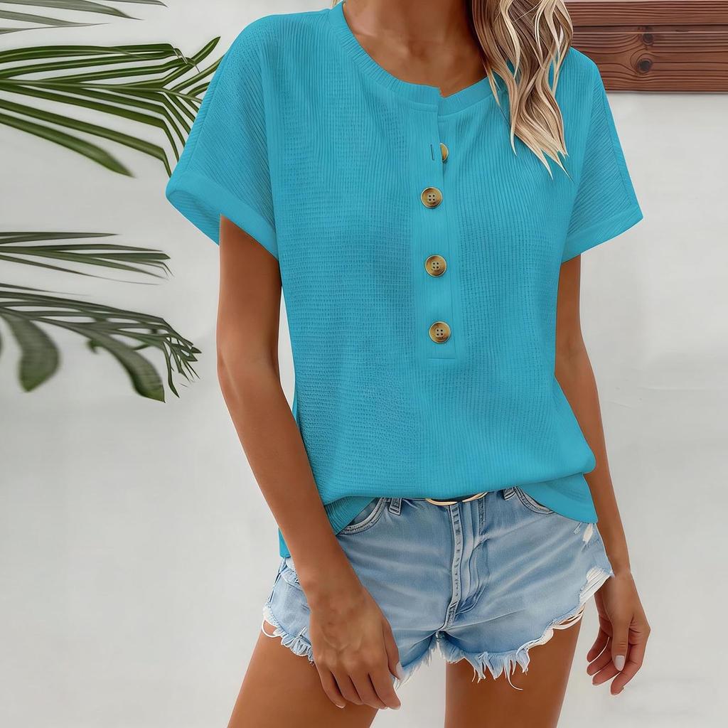 Damen Freizeit - Gewebtes Hemd Top mit Knöpfen