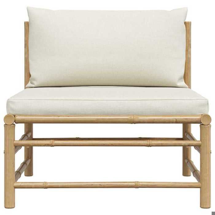Maison Exclusive - Canapé central de jardin avec coussins blanc crème Bambou