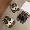 French Vintage Versatile Cross with Open-toed Flat Sandals Women's Summer 2025 New Seaside Beach Roman Shoes