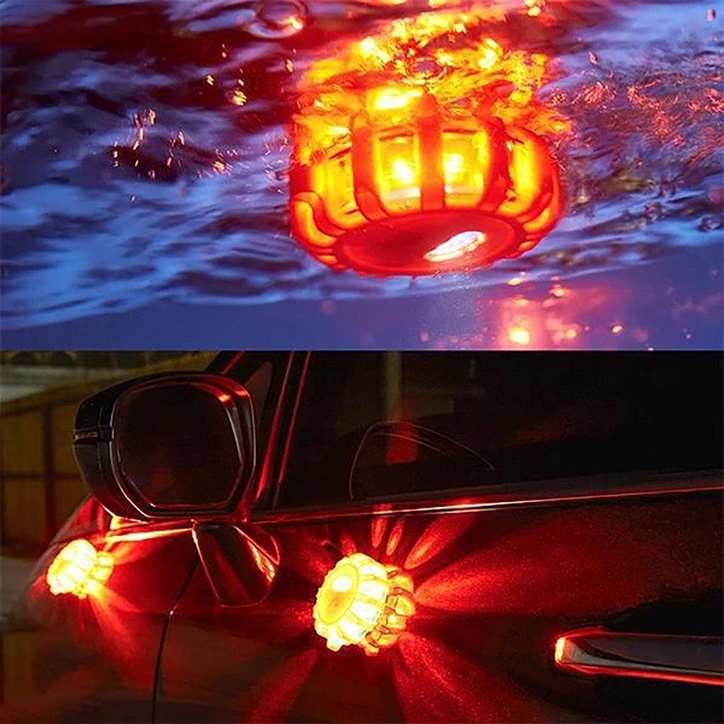 LED Road Flares Emergency Lights Roadside Car Safety Flare Kit for Vehicles 3 Disc Pack with Tools