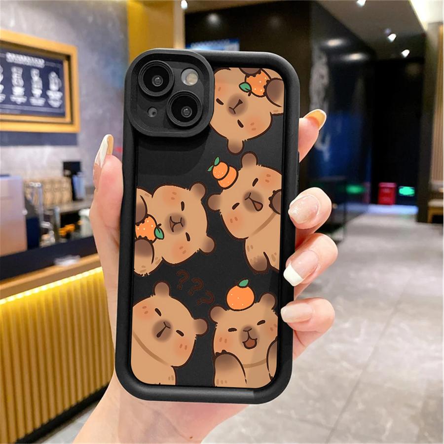Cartoon Cute Capybara Case for iPhone 12 Mini 14 XS XR 13 Pro MAX 15 Plus 11 16 Plus 14 Pro 11 16e Soft TPU