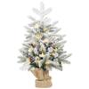 Artificial Mini Christmas Tree, 60 cm, 35 LED Lights, 182 Branches, Snow, Burlap Base