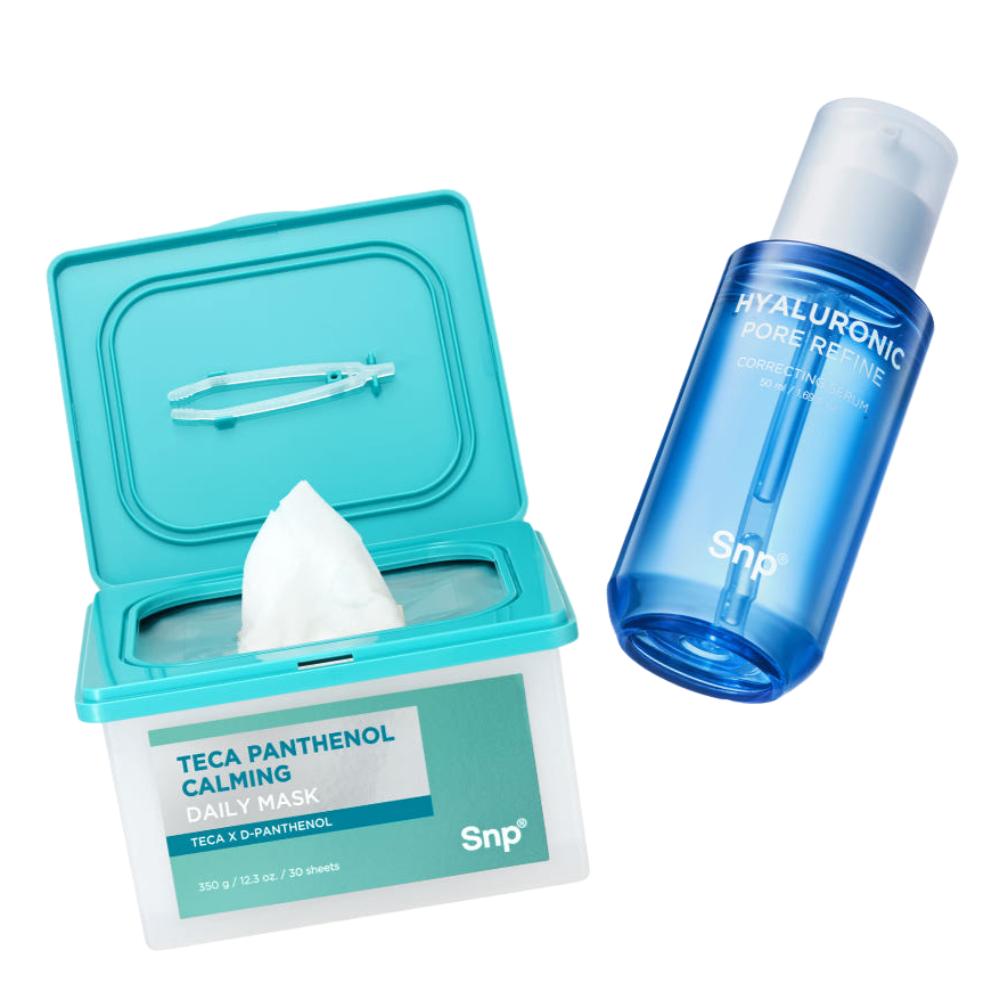 SNP TECA De-Panthenol Daily Soothing Mask 30 Sheets + Moisture Serum 50ml Set