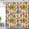 Aimego Boho Mushroom Shower Curtain - 60s 70s Retro Bohemian Flowers Eyes Floral Fabric Cloth Bath Shower Curtain Set with 12 Ho