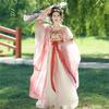Chinese Tang Dynasty Style Hanfu Suspender Skirt Fairy Embroidery Large Sleeve Shirt Daily Suit