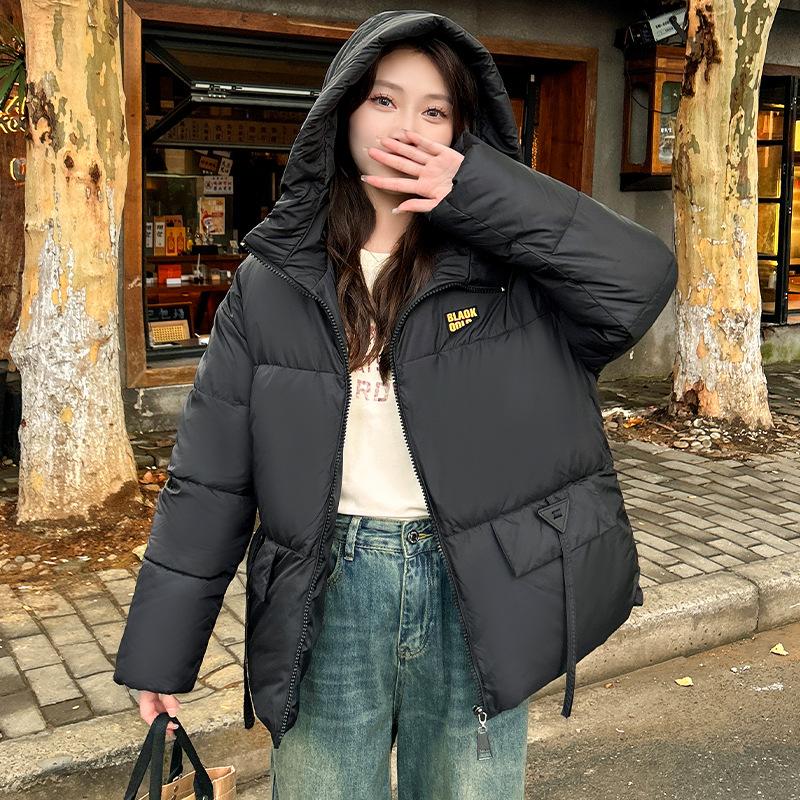 

L-6XLКороткая толстая зимняя куртка с капюшоном 3 цвета L чёрный