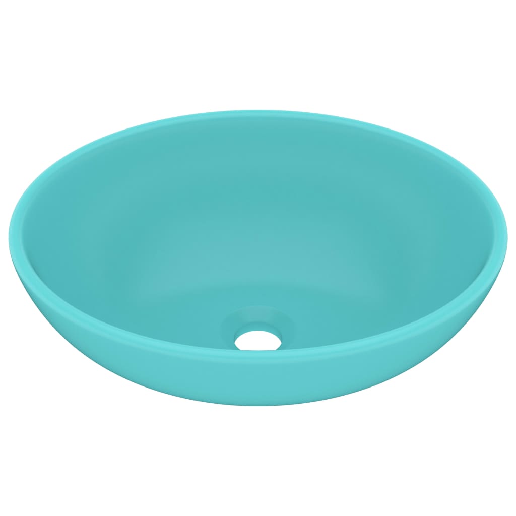 Luxurious Oval Wash Basin Matte Light Green 40 X 33 Cm Ceramic