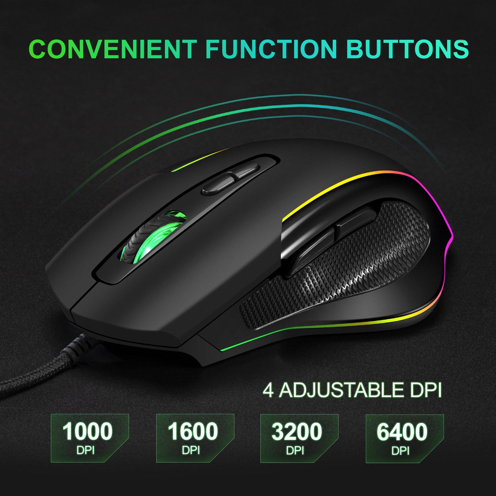 

GOTBAT M30 Wired Mouse Computer Gaming Mouse Gamer Ergonomic Silent Mouse with RGB Light for PC Laptops As Shown B
