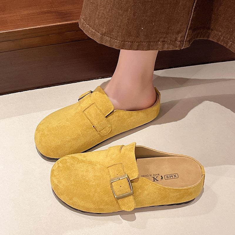 [Uncle Shoes] Boken Outer Wear 2025 Spring and Summer Retro Lazy Boken Shoes New Baotou Half Drag Women Increase Height