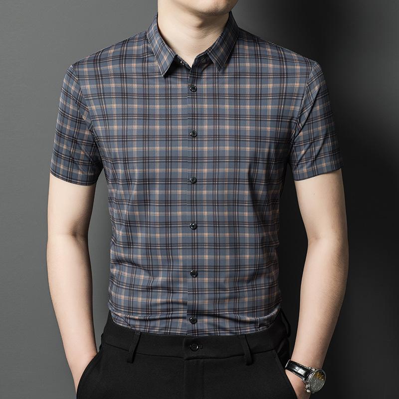 Summer Men s Shirt Short Sleeve Middle-Aged & Young Fashion Loose Fit Casual M