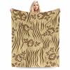 Floral Pattern Blanket with Beige and Brown Stripes for Blanket, Suitable for Use In the Bedroom, Living Room, On the Sofa