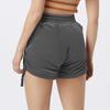 Šortai moterims vienspalviai kasdieniai vasariniai bėgiojimui elastiniu juosmeniu laisvi su kišenėmis