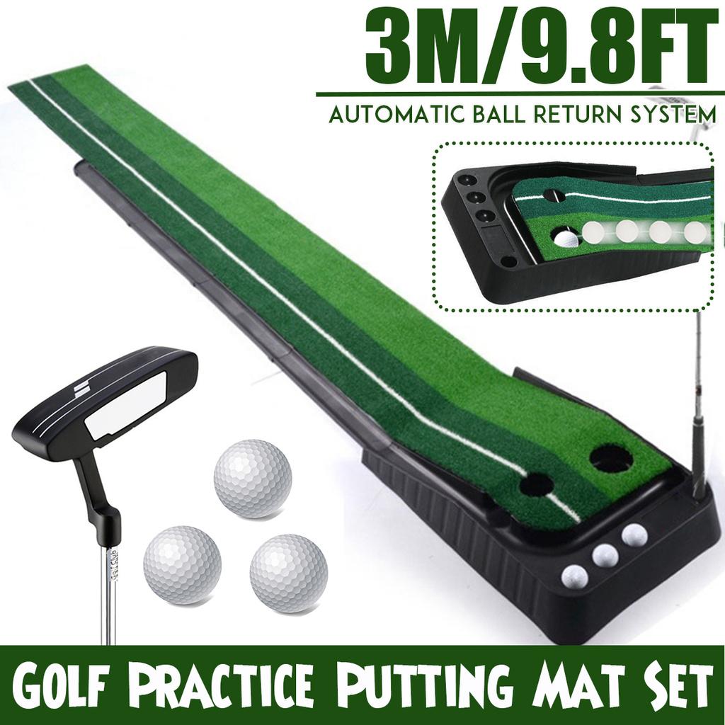 

300 x 30 см 3 шт 3 м Мини Возврат Гольф Паттинг Грин Фэйрвей Коврик для паттинга Гольф Тренажер для паттера Зеленый Набор для практики паттера Мяч с мячом