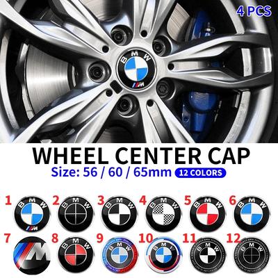 4 ADET 56MM 60MM 65MM Araba Jant Kapağı Sticker Tekerlek Orta Kapağı Çıkartma Dekorasyon Otomobil Modifikasyon Aksesuarı BMW M Amblemi Rozeti İçin