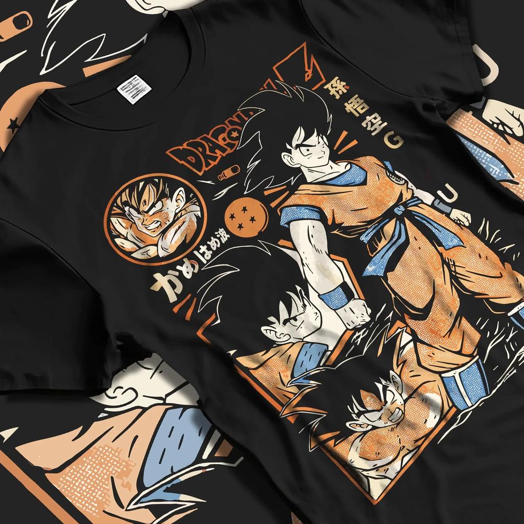 Summer Dragon Ball  Tshirt 100 Cotton Vintage Y2K Graphic Print High Quality Unisex Casual Streetwear Tshirt