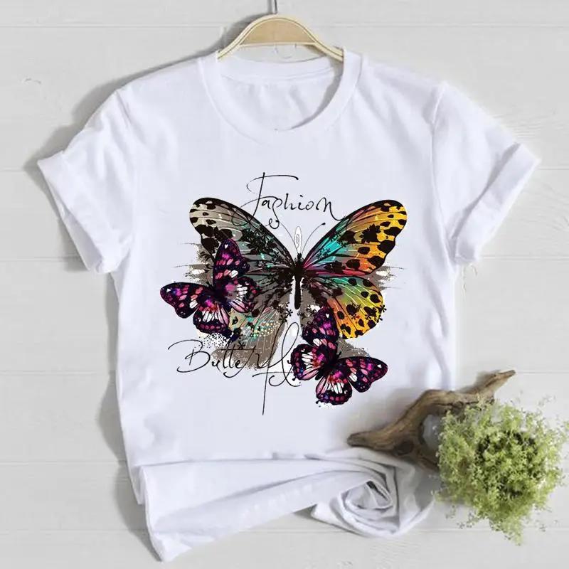 Butterfly Cute Sweet Lovely Casual T Shirt Graphic Print Fashion Crew Neck Short Sleeve Plus Size T Shirt Unisex