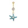 1Pcs Stainless steel belly button ring with pearl and shell pendant as belly button piercing jewelry