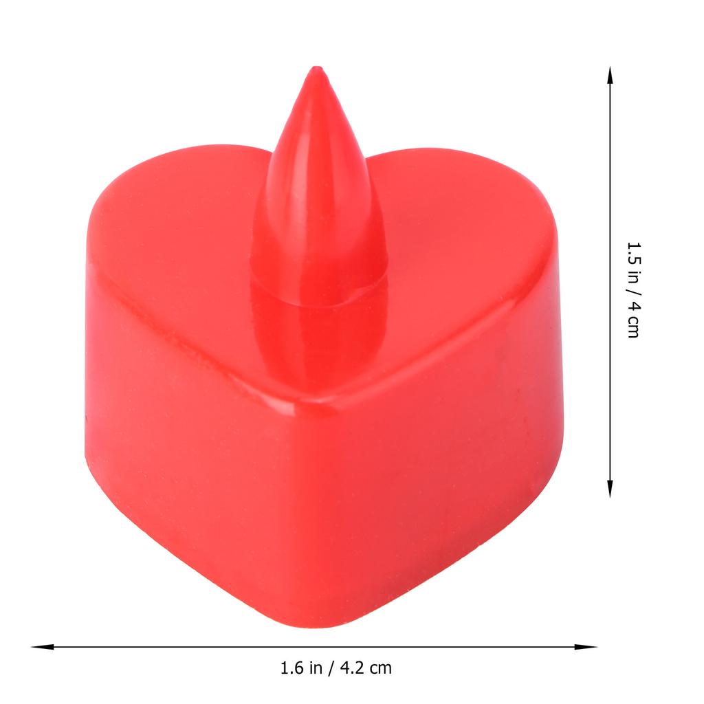 24Pcs Heart Shaped LED Electronic Lamp Flameless Warm White Flickering Light for Valentine Christmas Party Decor Night