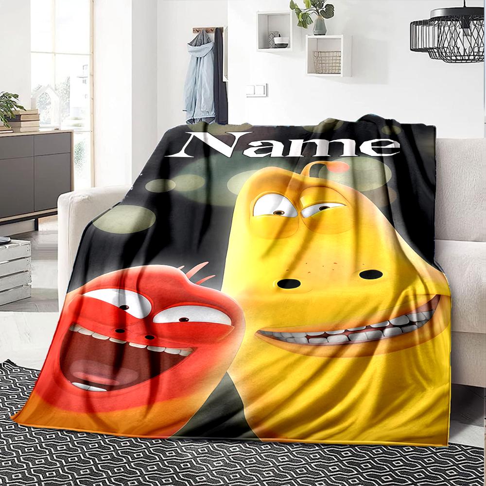 Customiz Name Personality Larva Blanket Soft &Warm Sofa Office Bed Travel Lunch Break Blanket, Gift Suitable All Seasons