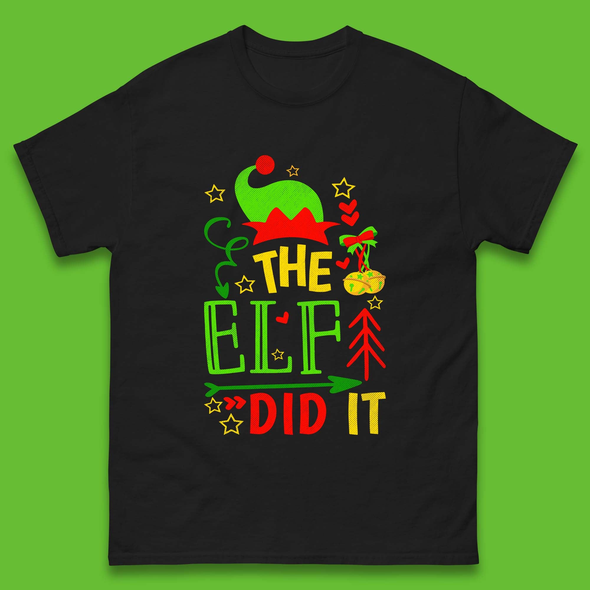 Christmas Elf Mens T Shirt Womens Tops Tees The Elf Did It Funny Christmas Top XL