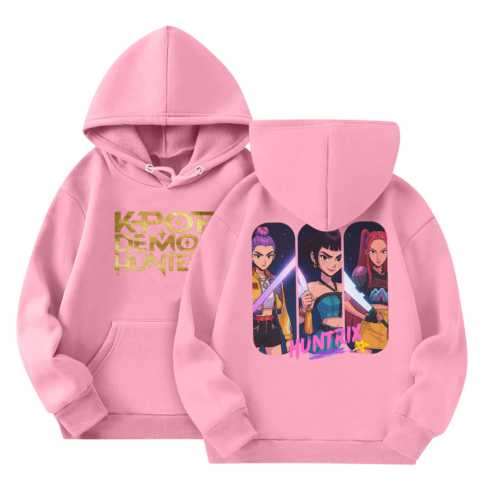 

Детская мода Легкий пуловер с длинным рукавом с карманами Толстовка с принтом 110 розовый