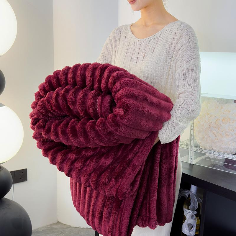 Coperta in Flanella Monocolore Morbida Coperta in Finta Pelliccia di Coniglio Calda Accogliente Copriletto per Divano Letto Viaggio a Quadri