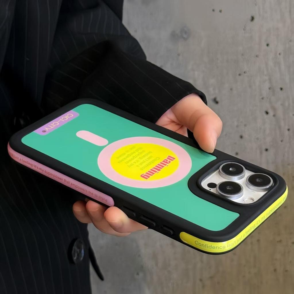 For iPhone 13 14 15 16 17 Pro Max Case Magsafe Happy Dapamine Color Anti-Collision Drop-proof Protective Cover for Summer Girls