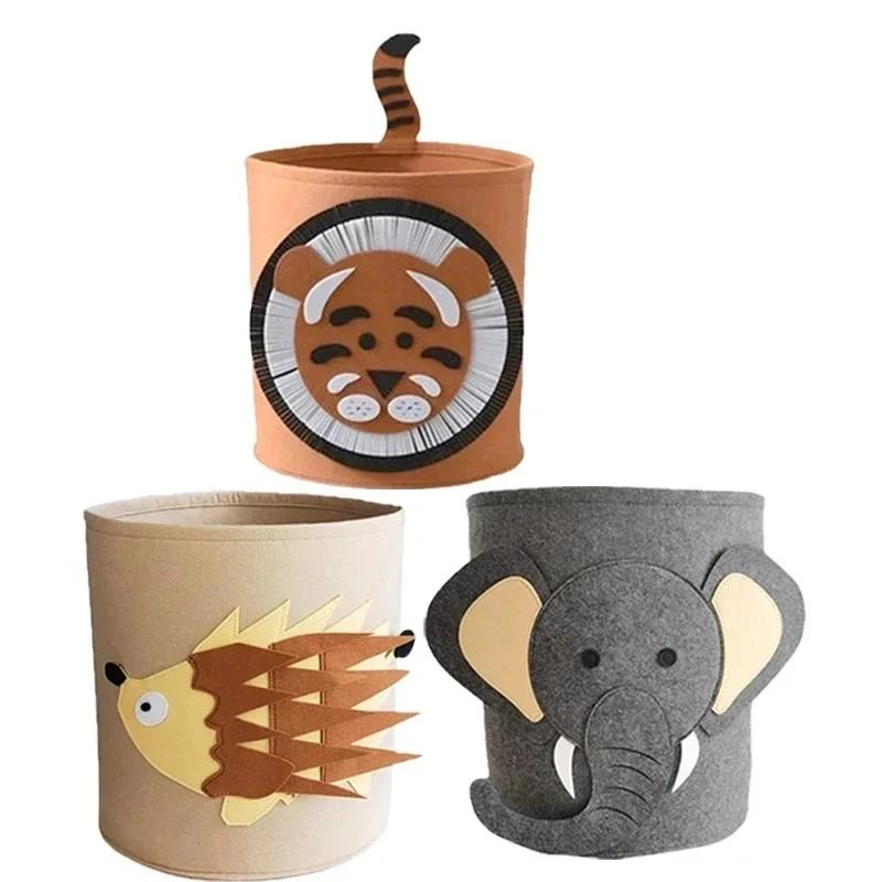 1/2/3/5PCS Baby Storage Basket Panda Dinosaur Cartoon Felt Organizer Laundry Dirty Clothes Bucket Toy Storage Box Gift Ideas