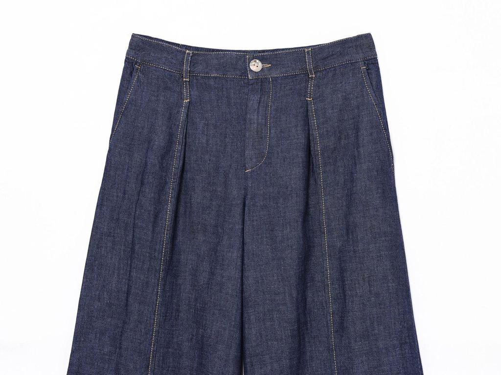 Summer European & American Style Denim Shirt with Decoration & Wide Leg Pants