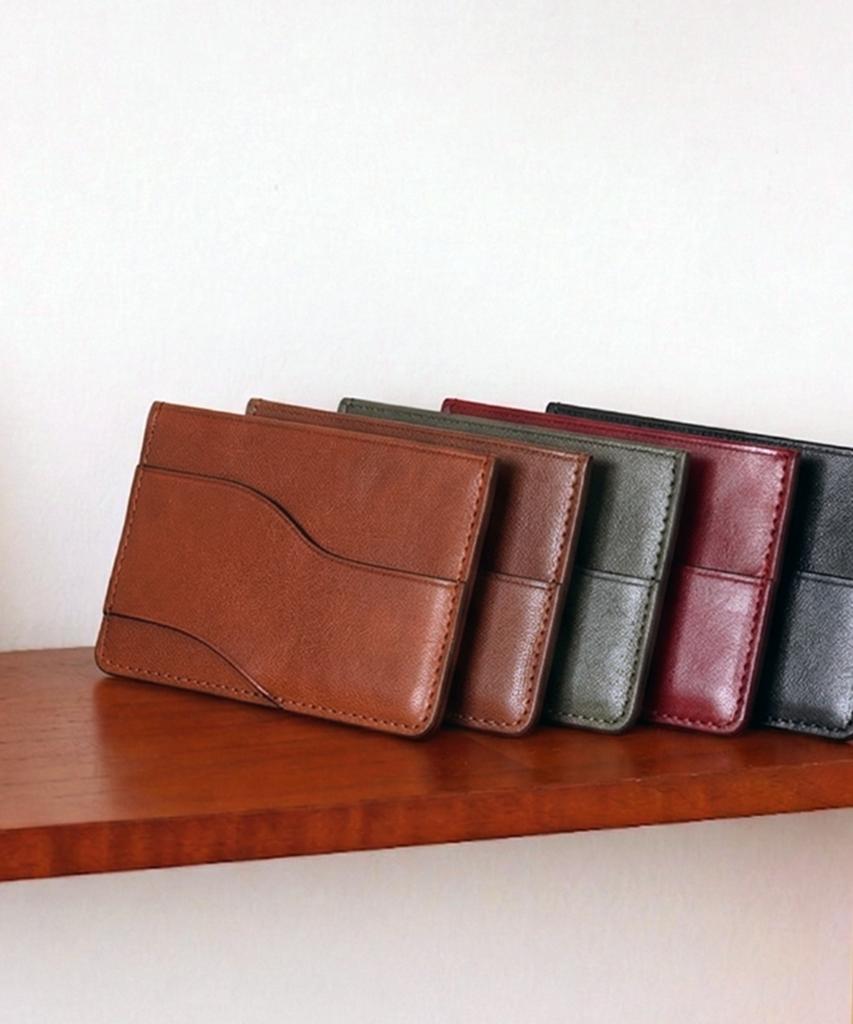 Matt New Vecchio Cowhide Card Holder Camel Brown